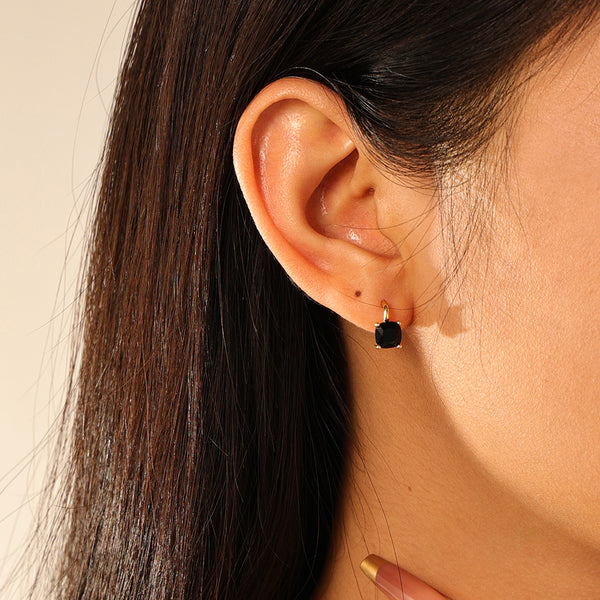 FE2782 925 Sterling Silver Square Cubic Zirconia Earring