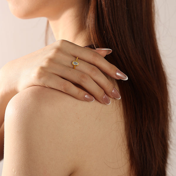 VFJ0689 Vintage Oval CZ Wedding Ring