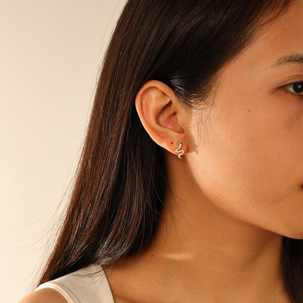FE2931 925 Sterling Silver Snake Stud Earring