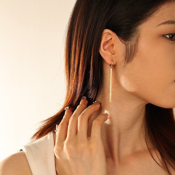 FE2956 925 Sterling Silver Long Tassel Hoop Earrings