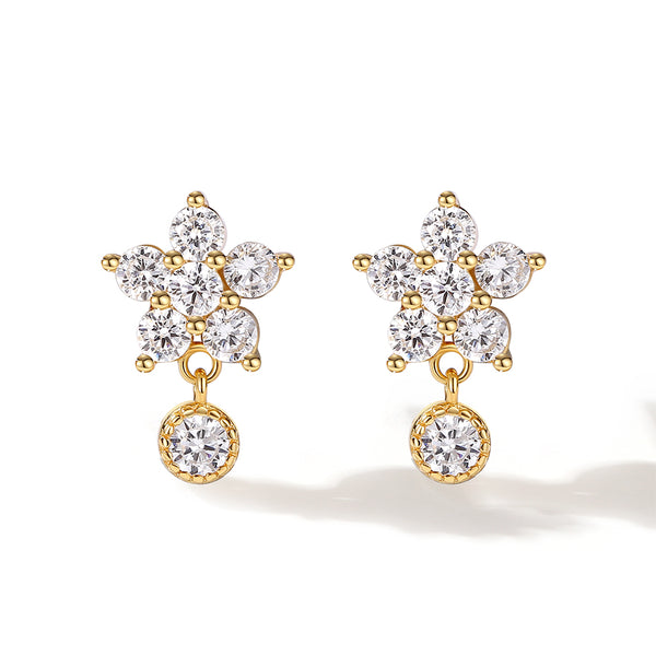FE2244 925 Sterling Silver Luxury Shining Snowflake Stud Earrings