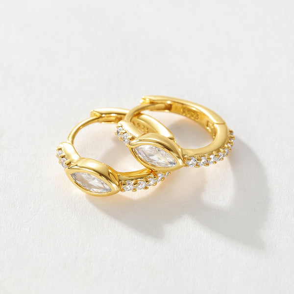 VFE0150 Marquise Bezel Set CZ Hggie Hoop Earring