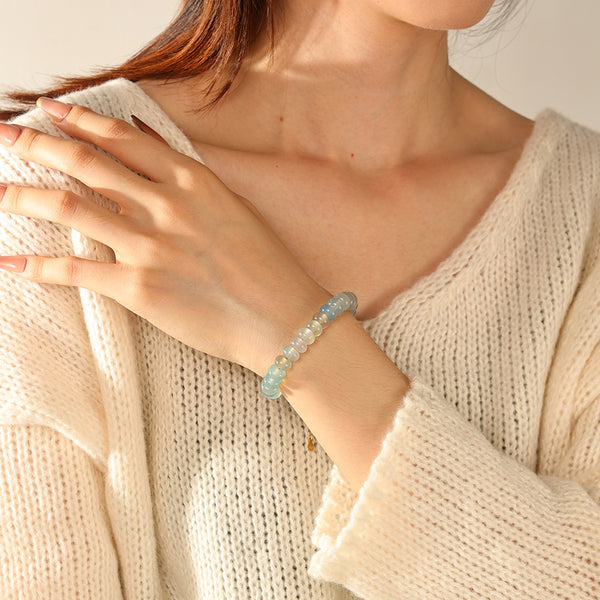 PB0150 Agate Blue Beads Bracelet