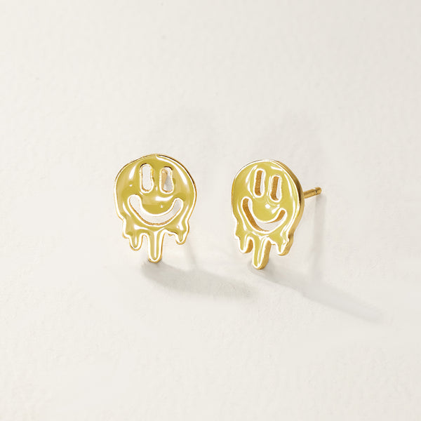 FE2775 925 Sterling Silver Colorful Enamel Melting Emiley Stud Earring