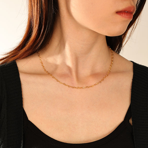 FX1289 925 Sterling Silver Heart Chain Necklace For Women