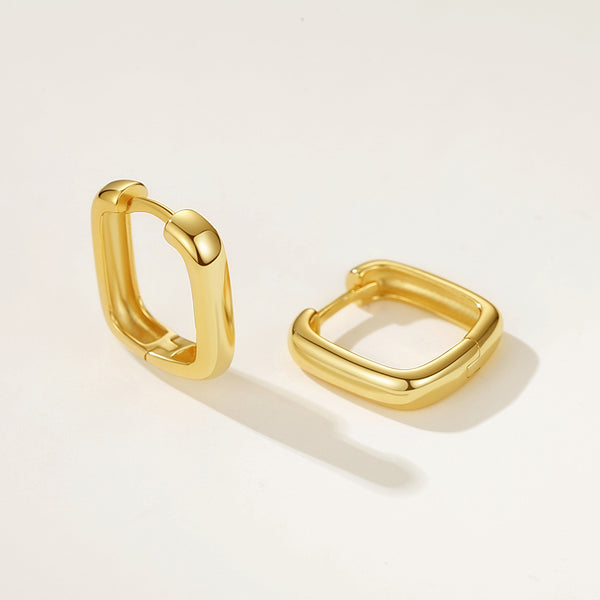 FE2081 925 Sterling Silver Minimalist Square Polished Hoop Earrings