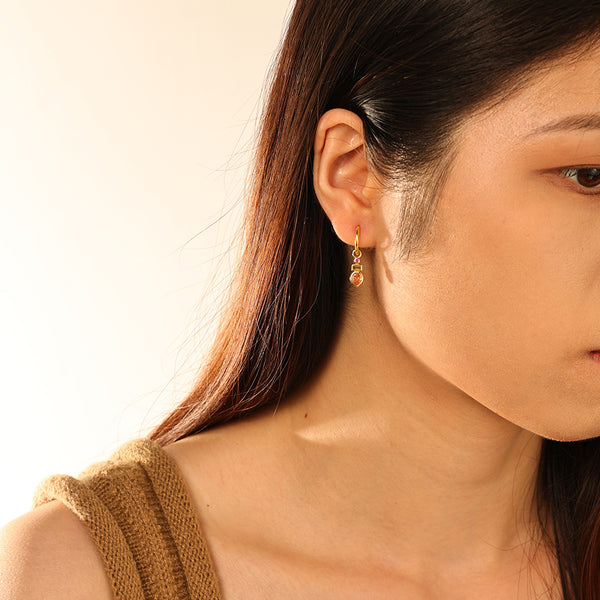 FE2892 925 Sterling Silver Asymmetrical Colorful CZ Hoop Earrings