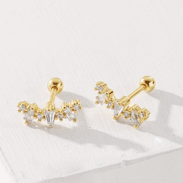 FE2057 925 Sterling Silver CZ Barbell Stus Earrings