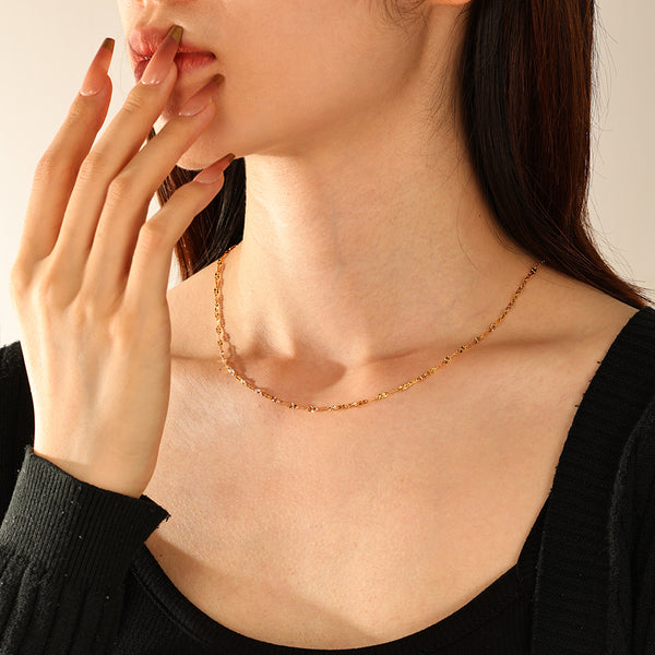 FX1294 925 Sterling Silver Flower Texture Chain Necklace