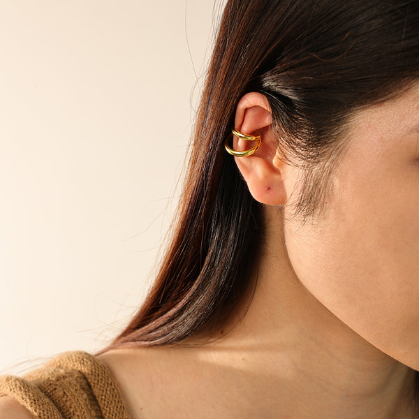 FE2792 925 Sterling Silver Double Circle Ear Cuff