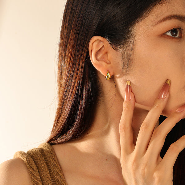 FE2896 925 Sterling Silver Chunky Rainbow Crystal Hoop Earrings