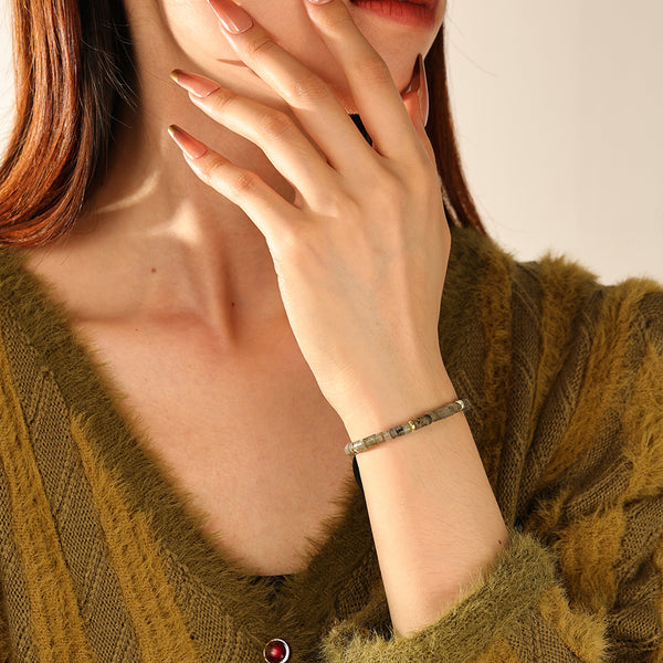 PB0156 925 Sterling Silver Natural Stone Charm Beads Bracelets