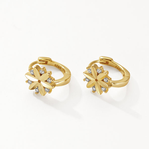 FE3114 Snowflower CZ Hoop Earring