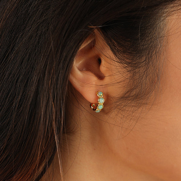 VFE0164 Round Opal Hoops Earring