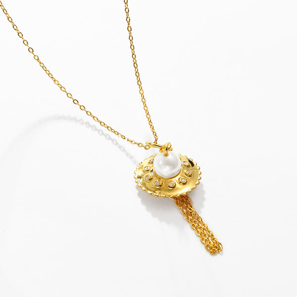 VFX0084 Statement Shell Pearl Pendant Necklace