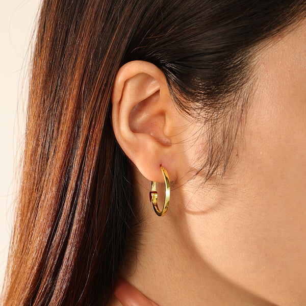 FE2712 925 Sterling Silver Red Enamel Heart Hoop Earring