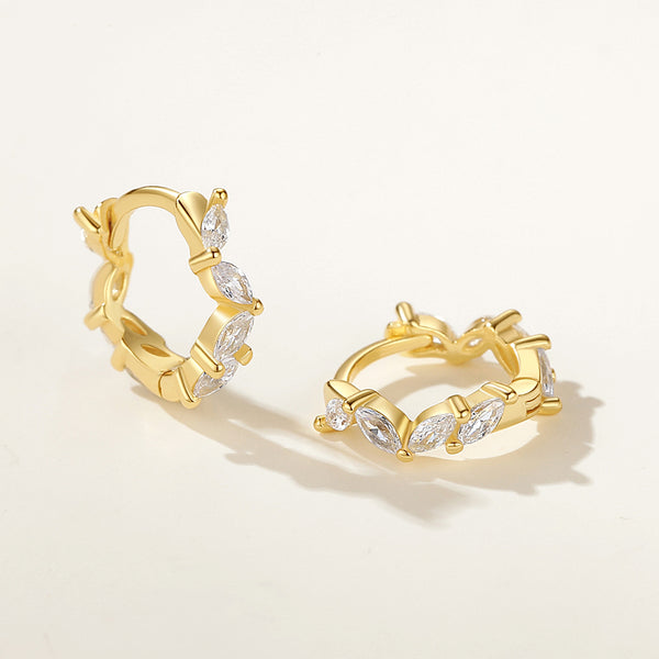 FE2172 925 Sterling Silver Marquise CZ Hoop Earrings
