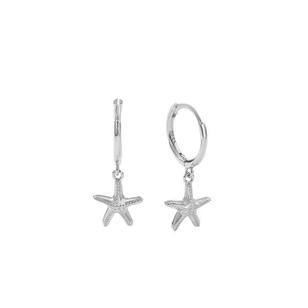 FE2810 925 Sterling Silver Starfish Dangle Earrings