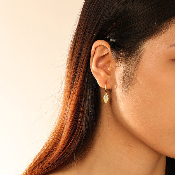 FE2719 925 Sterling Silver Hand Palm Dangle Earrings