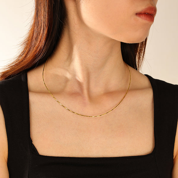 FX1297 925 Sterling Silver Women Plain Collar Necklace