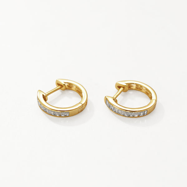 FE3212 Channel Set Baguette CZ Hoop Earring
