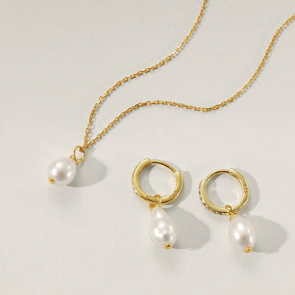 PN0153 925 Sterling Silver Teardrop Baroque Pearl Pendant Necklace