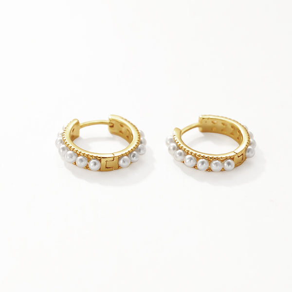 FE3195 Shell Pearl Hoop Earring
