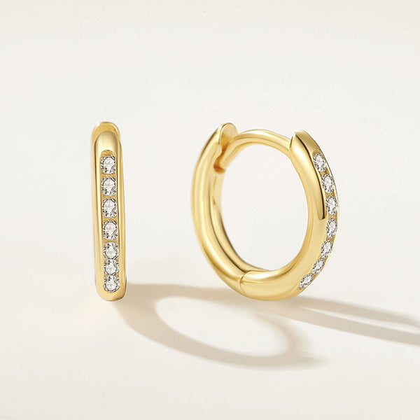 FE2195 925 Sterling Silver CZ Huggie Hoop Earrings