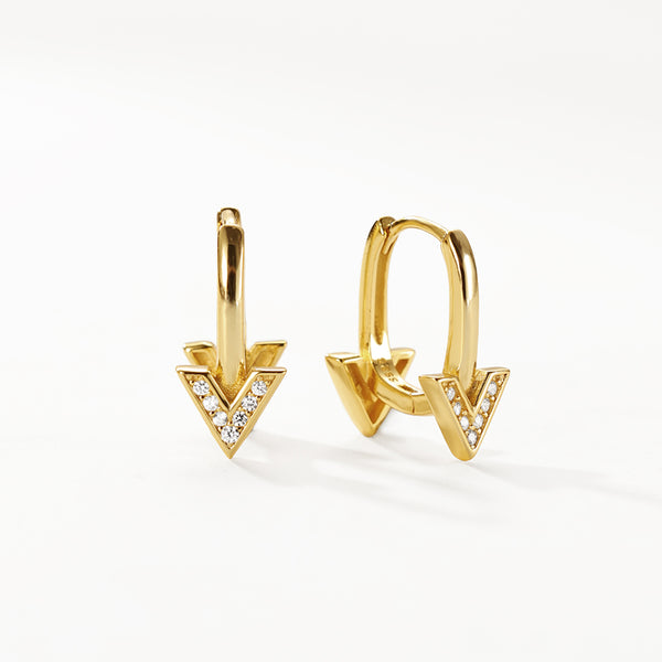 FE3108 Double Arrow CZ Hoop Earring
