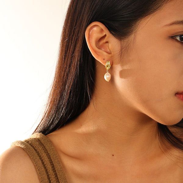 FE2710 925 Sterling Silver Pearl Stud Dangle Earring