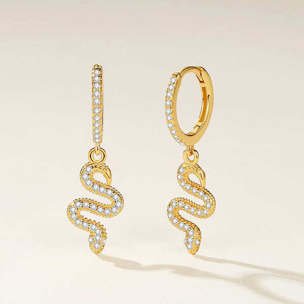 FE2144 925 Sterling Silver Pave CZ Snake Drop Earrings