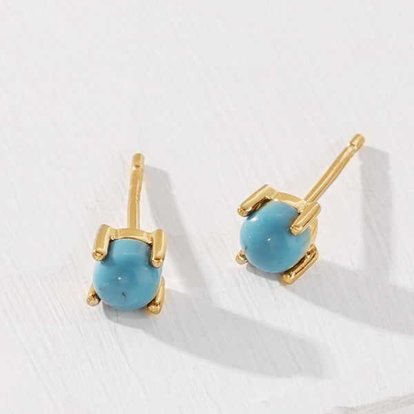 FE2043 Turquoise Claw Set Stud Earrings