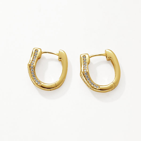 FE3186 Full Zirconia Geometry Hoop Earring