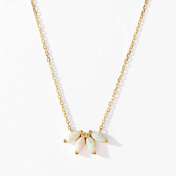 VFX0282 Quartet Pear Marquise Opal Pendant Necklaces