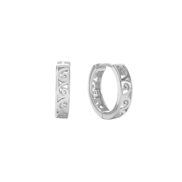 FE2857 925 Sterling Silver Simple Hollow Hoop Earrings