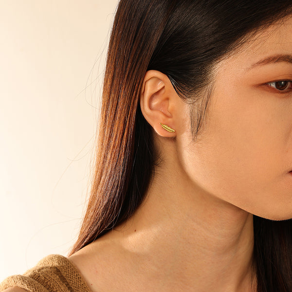 FE2771 925 Sterling Silver Feather Mini Stud Earring