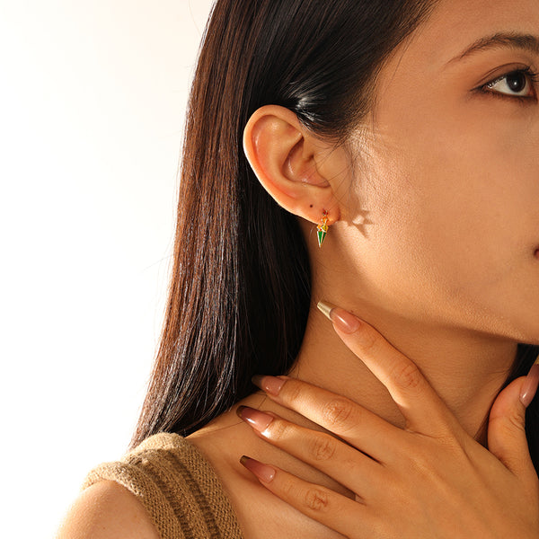 FE2918 925 Sterling Silver Colorful Enamel Rivets Hoop Earring