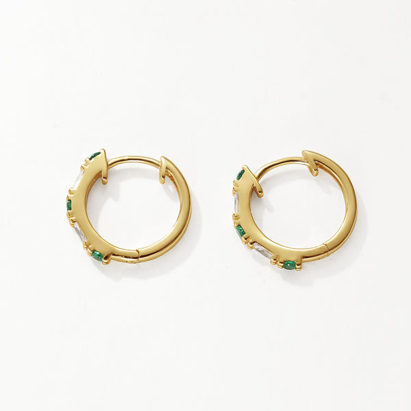 FE3129 Green & White CZ Hoop Earring