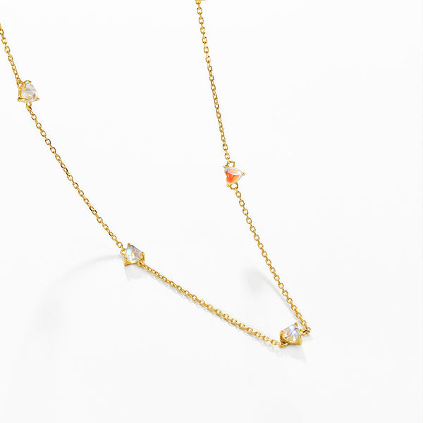 VFX0034 Quintet Heart Moonstone Necklace
