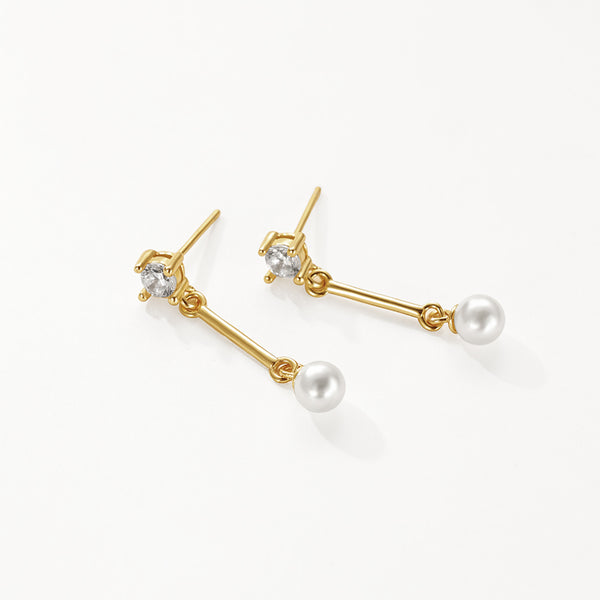 FE3110 CZ & Shell Pearl Drop Stud Earring