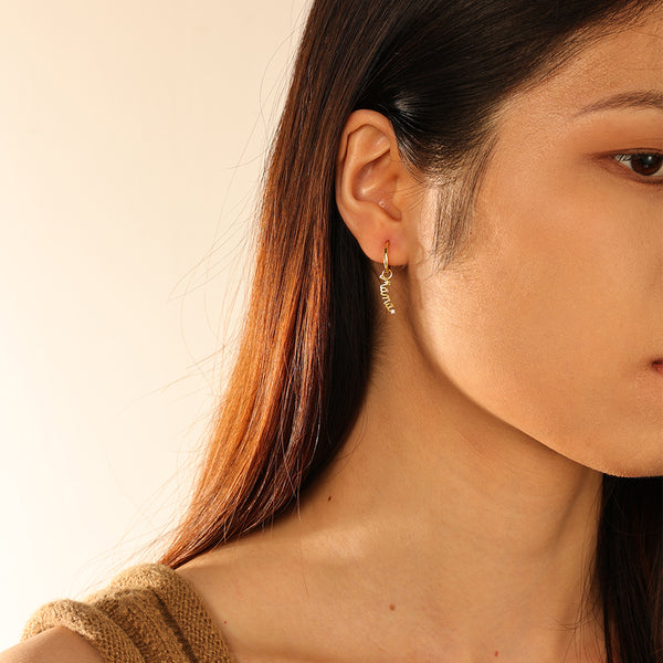 FE2859 925 Sterling Silver Alphabet MAMA Dangle Earrings