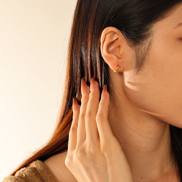 FE2733 925 Sterling Silver Chic Chain Hoop Earring