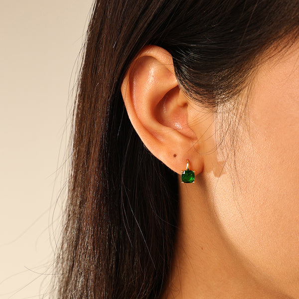 FE2782 925 Sterling Silver Square Cubic Zirconia Earring