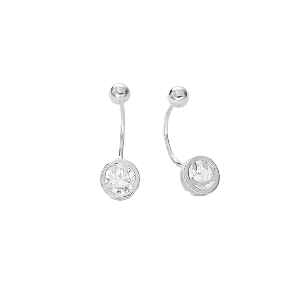 FE2786 925 Sterling Silver Smiley Face Screw Pin Earrings