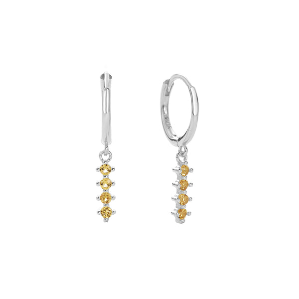 FE2745 925 Sterling Silver Multicolored Zirconia Dangle Hoop Earrings