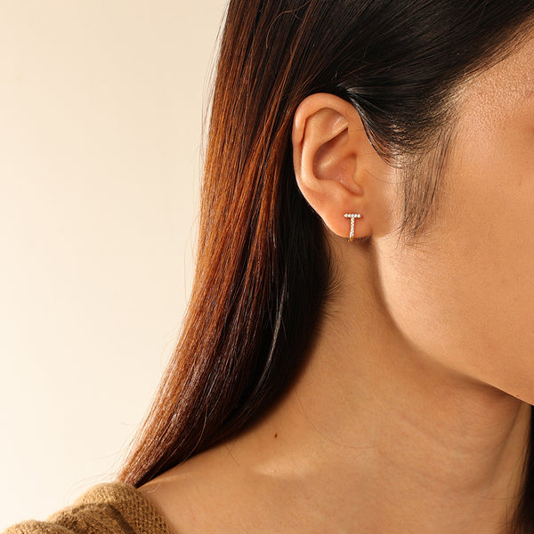 FE2735 925 Sterling Silver Zirconia U Shape Hoop Earring