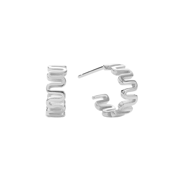 FE2903 925 Sterling Silver Wavy Hoop Earring