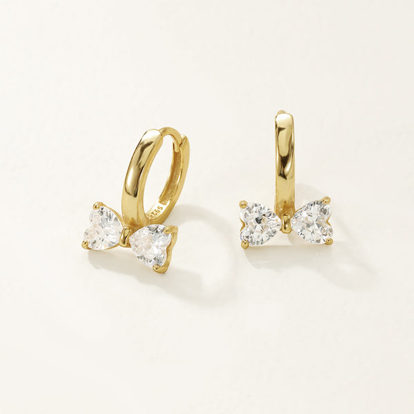 FE2769 925 Sterling Silver Cubic Zirconia Butterfly Bow Hoop Earring