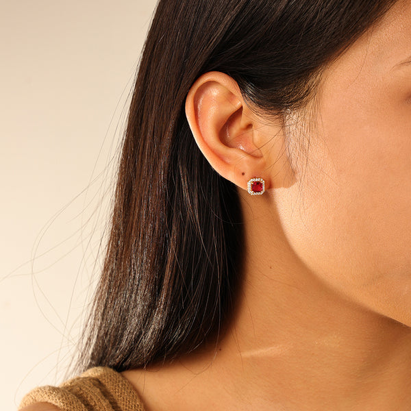 FE2761 925 Sterling Silver Luxury Colorful CZ Stud Earring