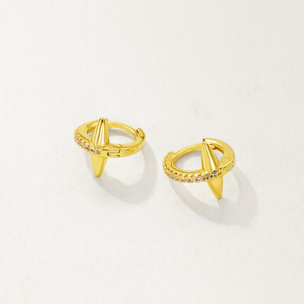 FE2870 925 Sterling Silver CZ Olive Hoop Earrings